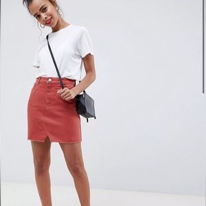 ASOS DESIGN Petite denim pelmet skirt in rust 00P